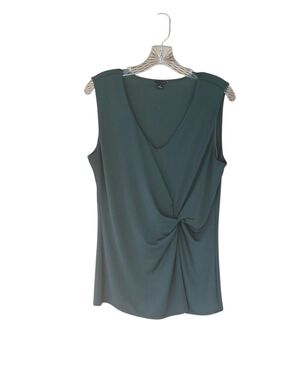 Ann Taylor Green V Neck Twist Front Knit Tank Top Medium